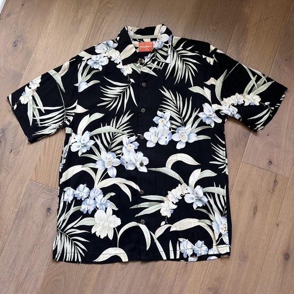 Tommy Bahama Other - Tommy Bahama Men's 100% Silk Short Sleeve Camp Shirt Black‎ Floral Medium
